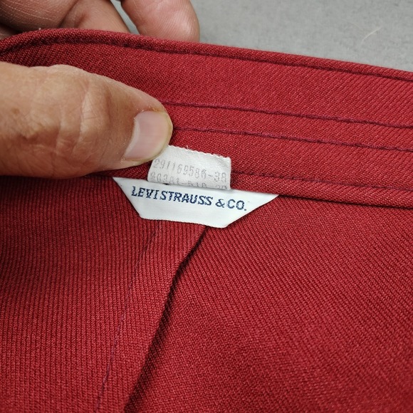 Vintage Levis Wide Leg Trouser Women 18 Maroon Slacks 70s Mom Pants Casual Bare - Picture 8 of 14